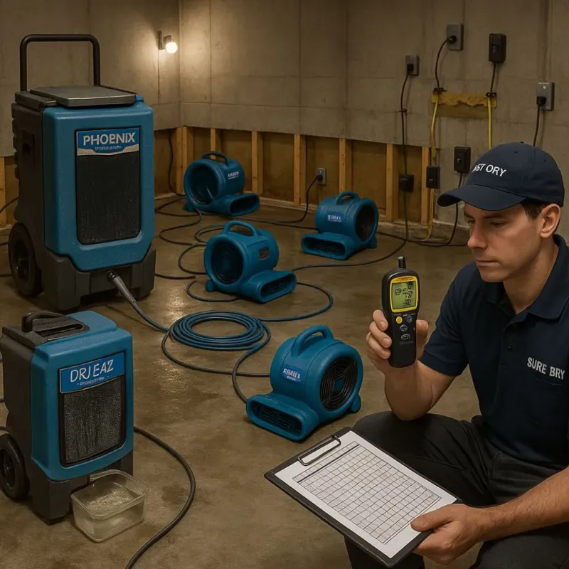 Structural Drying and Dehumidification process in Johnsonville, SC